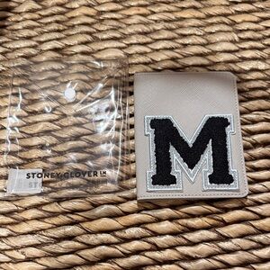 Stoney Clover Lane Beige Card Holder with Black M Patch